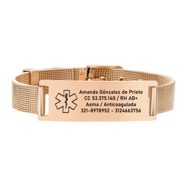 Manilla de Identificación Personalizada Acero Inoxidable Rose