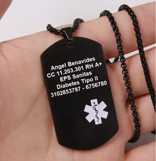 Collar - Cadena de Identificación Acero Inoxidable. Personalizada