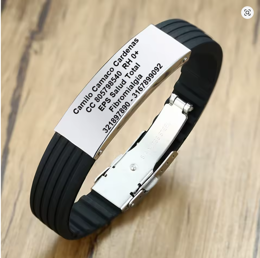 Manilla de Identificación Personalizada Bruma. Broche Seguridad