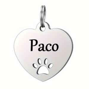 Placa Identificación Corazón huellita. Personalizada